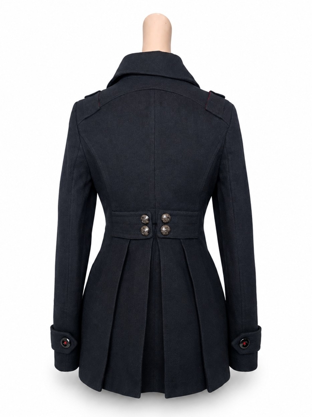 Miss Sixty Black Pleated double breasted Trench Coat - Women's Size, Small.